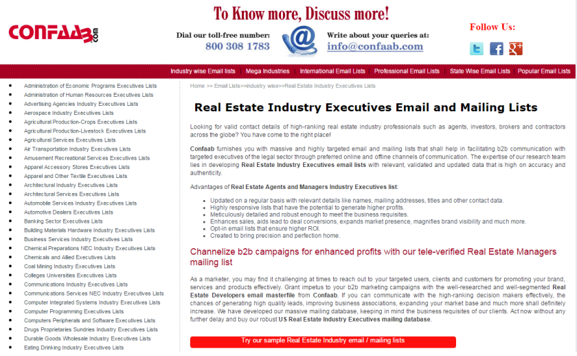 real estate agent email list